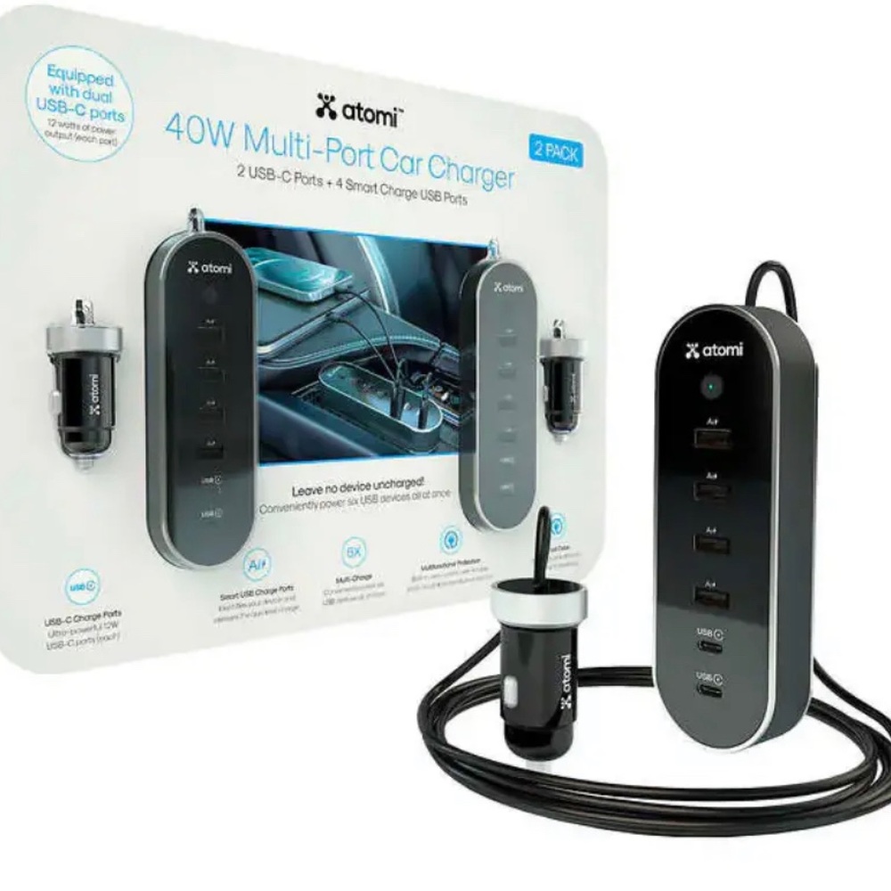 Atomi 40W 12V USB Charger - 2 Pack